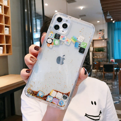 Transparent Quicksand Starry Night APP Phone Case