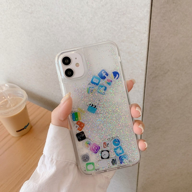 Transparent Quicksand Starry Night APP Phone Case